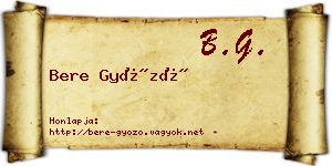 Bere Győző névjegykártya